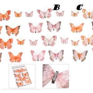 Farfalle Decorative con Clip Vere Piume 10 pz Misure Assortite