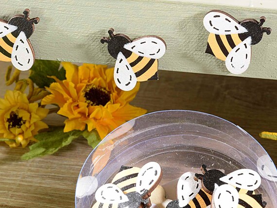 Abeilles Applique en bois Tags 24 pièces auto adhésif décoration Abeilles Applique en bois Tags 24 pièces auto adhésif décoration