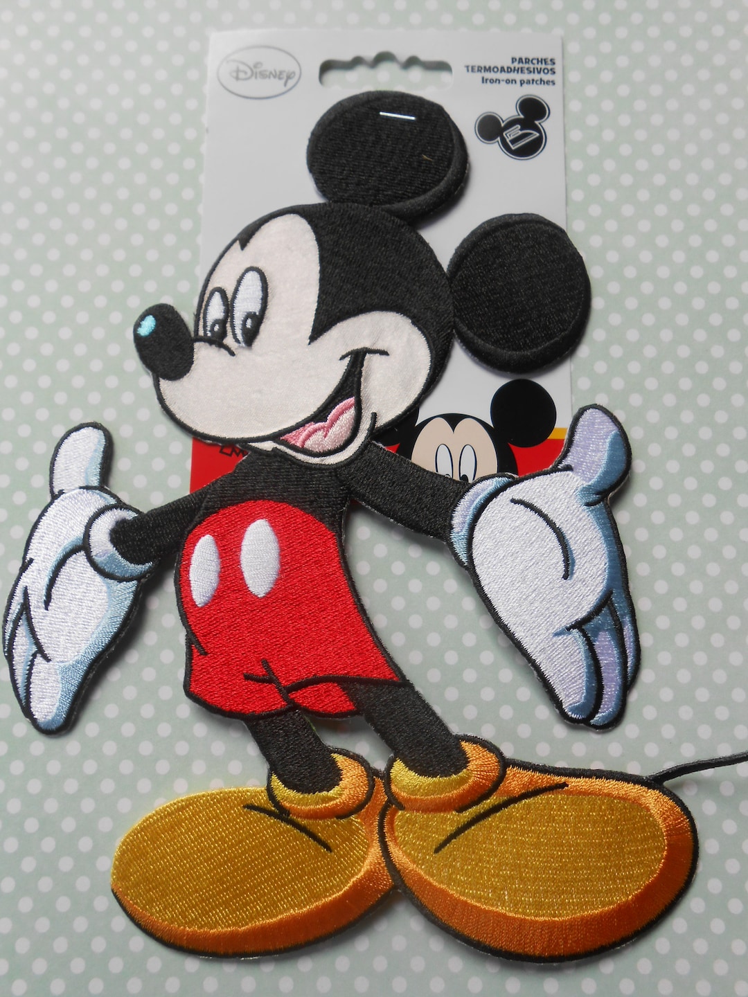 Iron on patches - Mickey Mouse 90 Years 03 nineties special Edition Disney  - blue - 5,0 x 7,5 cm - Application Embroided badges