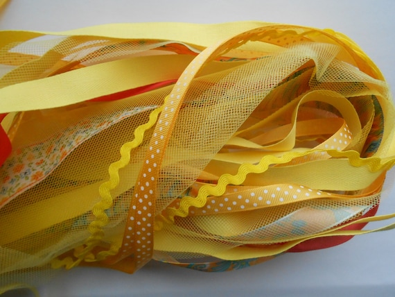 SALE Yellow Assorted Ribbons 22 Metres Embellishments 