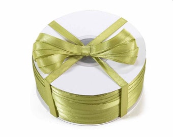 Satin Ribbon Olive Green 1/4" width 100 meters