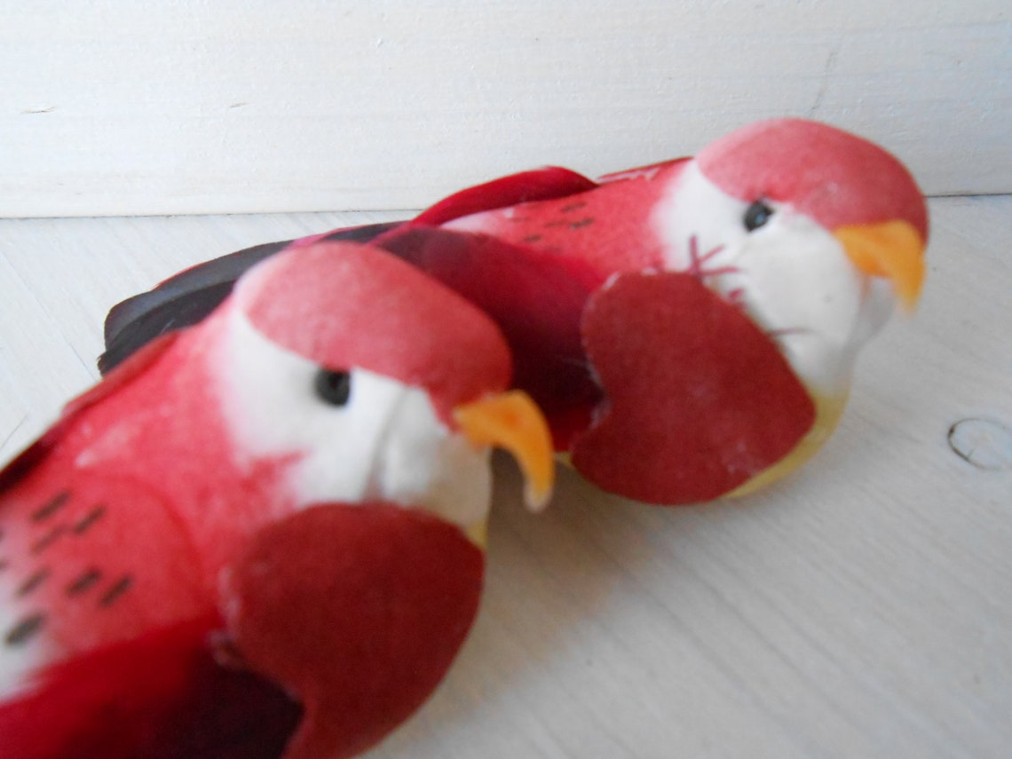 Artificial Mini Birds on Clip With Real Feather Set of 12 Etsy