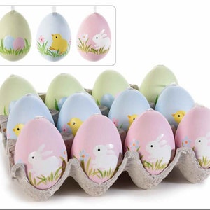 Easter Eggs Decorated with Display Set of 12