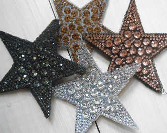 Patch Iron-on Star Gold Rhinestone Applique Embellishment