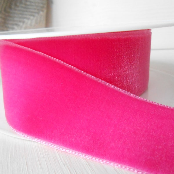 Velvet Ribbon Hot Pink 2 Yards 1 1/2"width