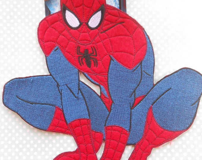 Spiderman Iron on Embroidered Large Patch Applique Etsy