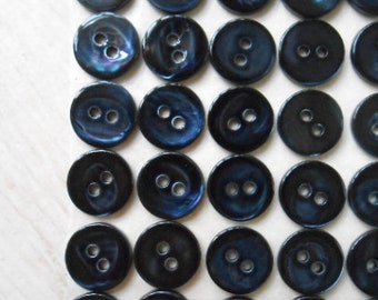 Buttons 12 Natural Mother of Pearl Blue 3/8"