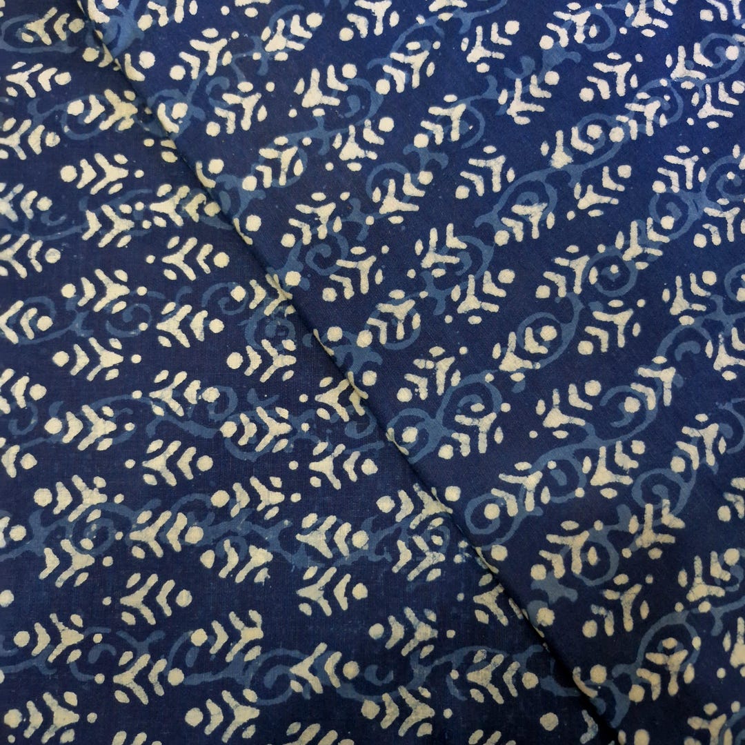 Indigo Hand Block Print Cotton Fabric Traditional Indian Blue Natural ...