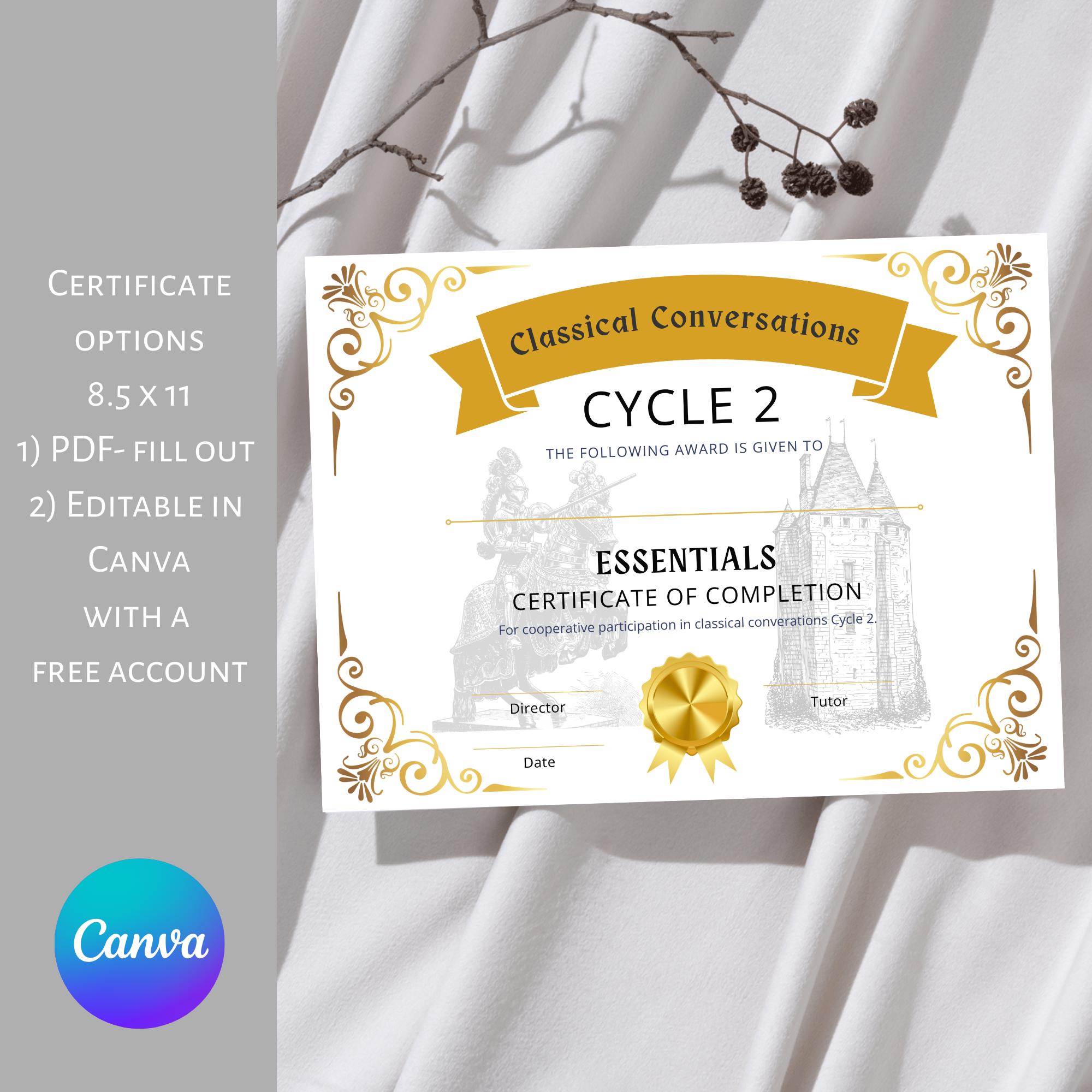 Classical Conversation Cycle 2 End of Year Certificate - Etsy