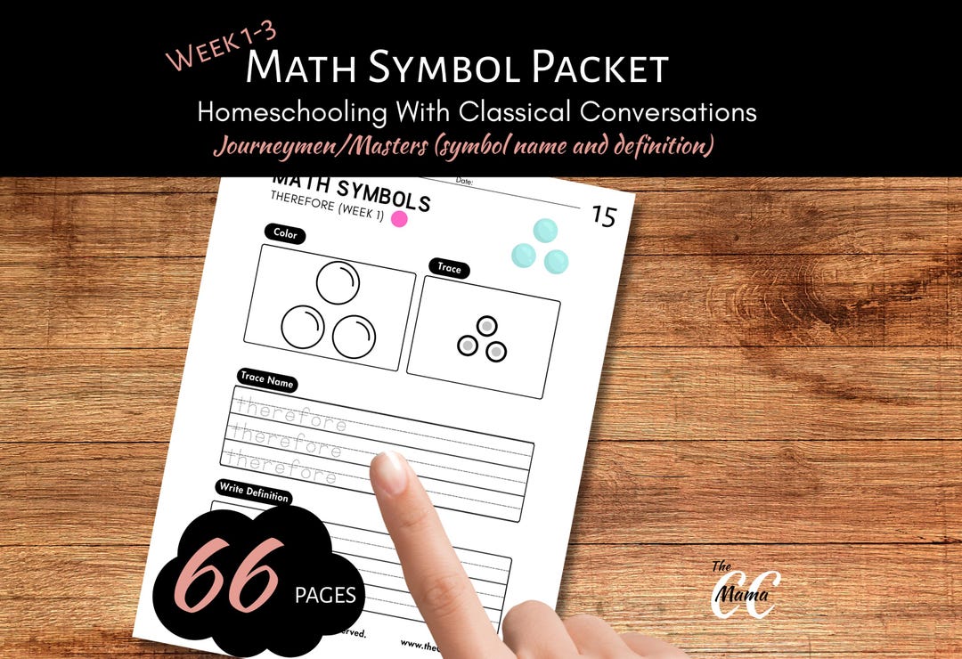 Classical Conversations Math Symbol Packet for Journeymen/masters Wk 1 ...
