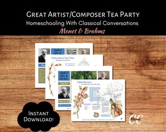Ciclo CC 2 Monet y Brahms Fiesta del Té con modales para niños para conversaciones clásicas grandes artistas y compositores