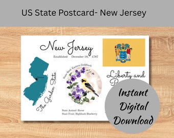 Ansichtkaart Amerikaanse staat New Jersey digitale download