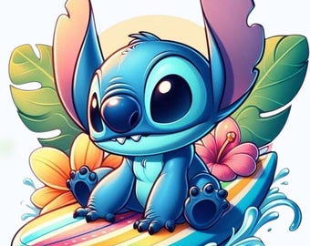 Stitch PNG, Cute Stitch Cartoon Clipart, Blue Alien Character Illustration