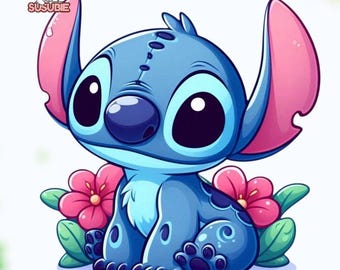 Stitch PNG, Cute Stitch Cartoon Clipart, Blue Alien Character Illustration