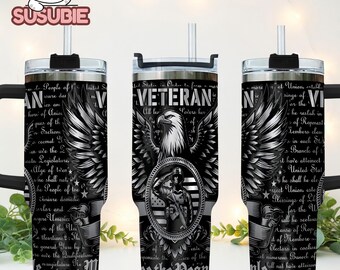 Custom Veteran 250th Anniversary 40oz Tumbler, Personalized We The People Constitution Cup, Silver Eagle Military 2026 Travel Mug, Gift