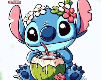 Stitch PNG, Cute Stitch Cartoon Clipart, Blue Alien Character Illustration