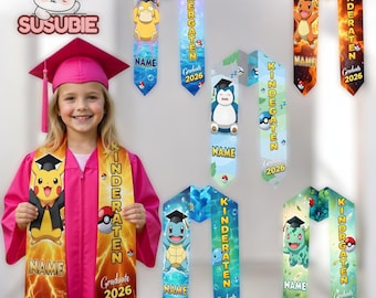 Cute Cartoon Kids Graduation Stole Personalized, Kindergarten Preschool Graduation Sash Custom Name Gift 2026