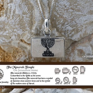 Le Temple de la Menorah sur Jérusalem Pierre argent Collier pendentif - livraison gratuite