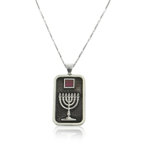 Menora (zeven lampen) Nano-bijbelkettingen sieraden 925 zilver - gratis verzending