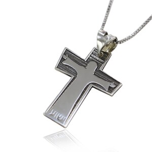 Divine Name Cross: Jesus in Aramaic Jesus ישוע cross necklace silver 925 - free shipping