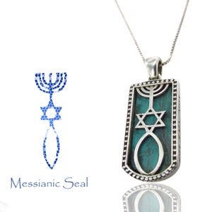 Sceau messianique Eilat Stone / Pendentif collier en argent en pierre de Jérusalem livraison gratuite image 8
