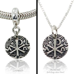 Ancient Faith: Chi Rho de plata - Charm o colgante de plata de ley - envío gratuito