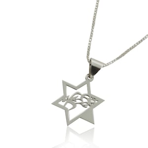 Heritage Emblem: Am Yisrael Chai Star of David silver pendant - free shipping