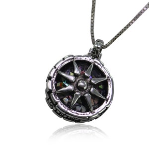 The widow&#39;s coin - Jerusalem / Eilat / Black basalt Stone silver pendant - free shipping