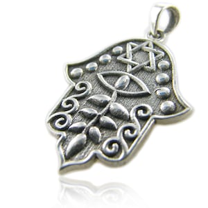 Hamsa silver necklace pendant - free shipping