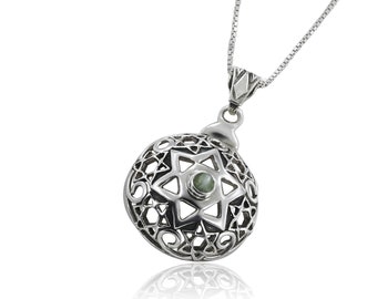 Ojo de gato crisoberil Diseñador Magen David colgante colgante colgante collar colgante - envío gratis