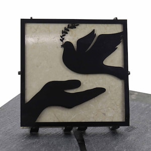 Jerusalem stone tile the Dove of Peace Iron and stone work