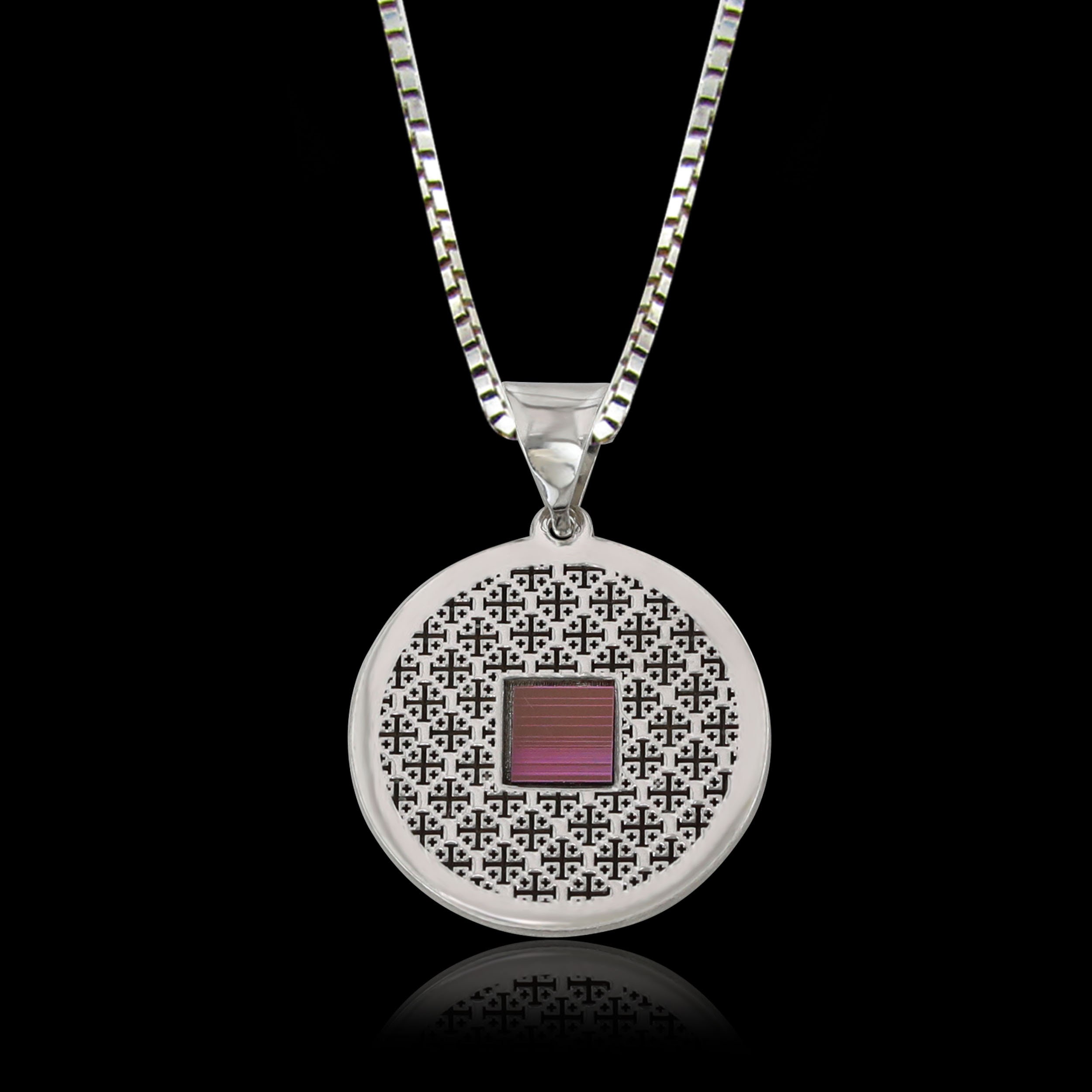 Collana Con Croce Di Gerusalemme In Argento 925 - Ciondolo Con Micro Nuovo Testamento Inciso, Catena Inclusa, Religiosa, Made In Israel - 2