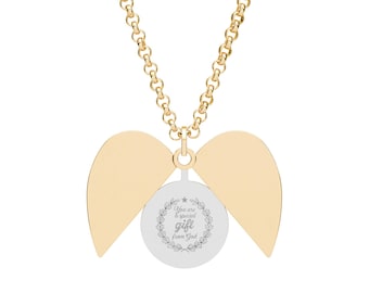 Collar con corazón y mensaje oculto, colgante grabado / medallón con código Morse secreto