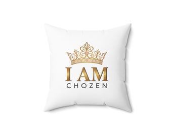 Almohada cuadrada decorativa con la frase "Soy ChoZen" (corona)