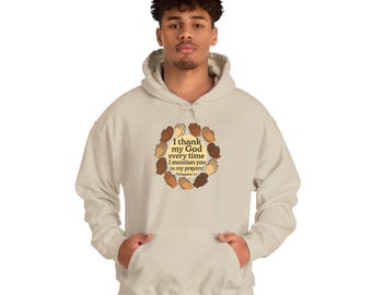 Sudadera con capucha «Gracias a Dios cada vez» / Diseño de hojas de oración de agradecimiento