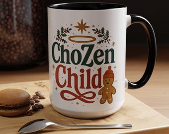 Taza de café con acento infantil ChoZen / Diseño de halo de jengibre navideño