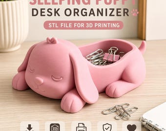 Sleeping Puppy Desk Organizer STL – Dog Tray for Small Items