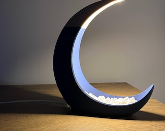 Moon Lamp STL – LunaArc LED Crescent Night Light | 3D Printable Modern Table Lamp