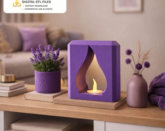 LED Tealight Holder STL | Modern Flame Drop Candle Decor | Stylish Minimalist Home Accent