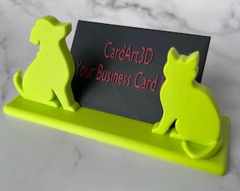 Dog and Cat  Business Card Holder for Desk STL | Pet Clinic Display | Digital Download