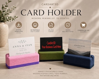 Minimal Card Holder STL – Business Card & Wedding Table Stand