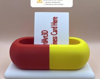Doctor Capsule Business Card Holder | Modern Desk Display (STL File)