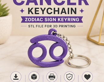 Cancer Keychain STL – Zodiac Sign Keyring for 3D Printing