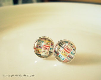 Back to the 80's Earrings, Cassette Tape Studs, 80's studs, Cassette Tape Earrings, 80's Studs,Mothers Day, Gift for Her