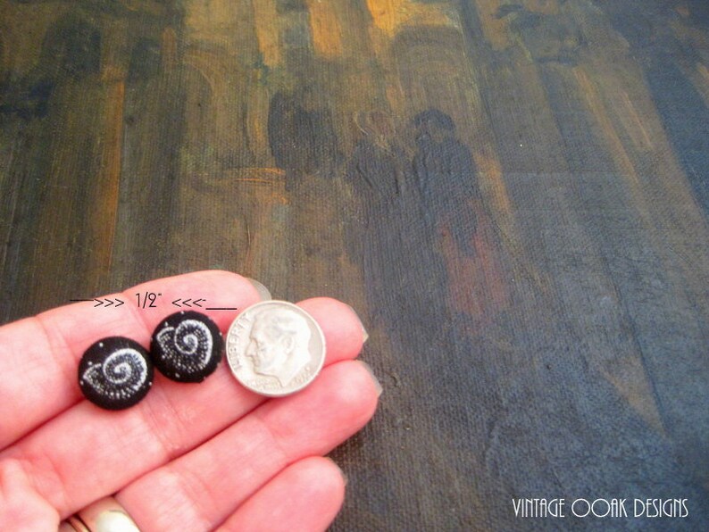 Nautical Studs Anchor Earrings Bridesmaid Studs Fabric Button Studs Seashell Earrings Nautical Earrings Button Studs Button Earrings