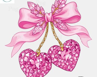 Roze diamanten strik PNG - sprankelende hartstrik strass coquette sublimatieontwerp