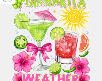 Margarita Weather PNG - Zomercocktail Margarita Hibiscus Limoen Tropisch sublimatieontwerp