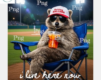 Wasbeerhonkbal PNG - Raising Ballers Grappige wasbeer I Live Here Now Sublimatieontwerp