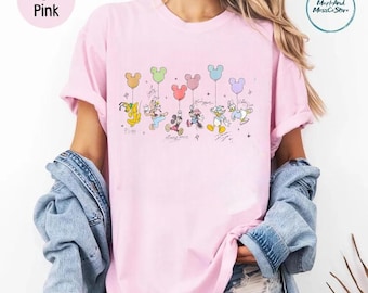 Retro Disney Mickey And Friends Signatures Comfort Colors Shirt Disney Vacation Shirt, Magic Kingdom shirt Disneyland Tee, Disneyworld Shirt