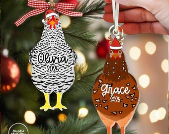 Personalized Chicken Farm Family Christmas Ornament: Chicken Lover Gift